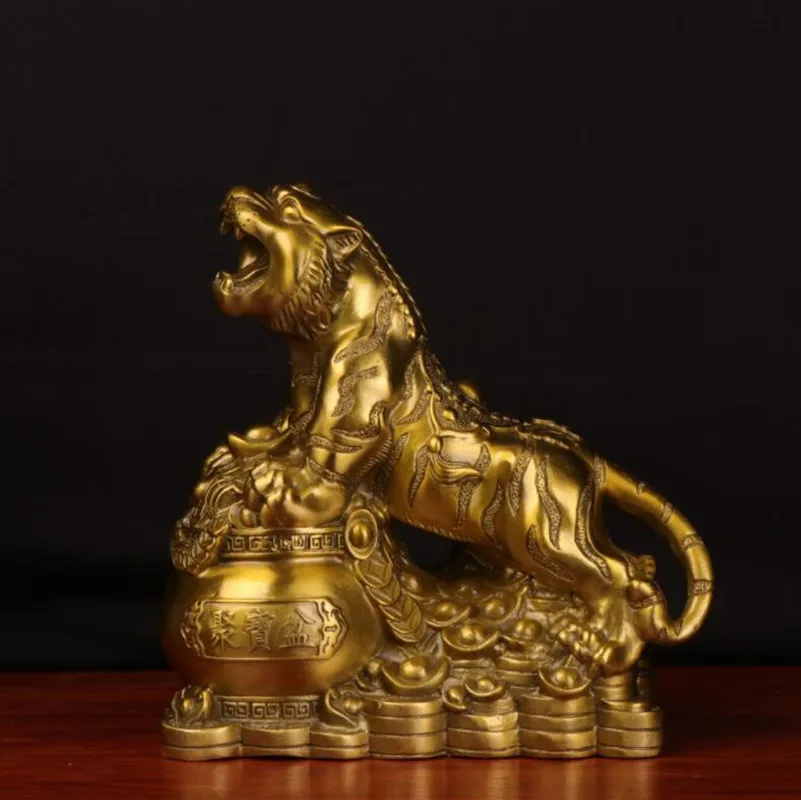 

Seiko brass recruit wealth treasure bowl tiger Office Decoration Home Desktop Decoration crafts statue