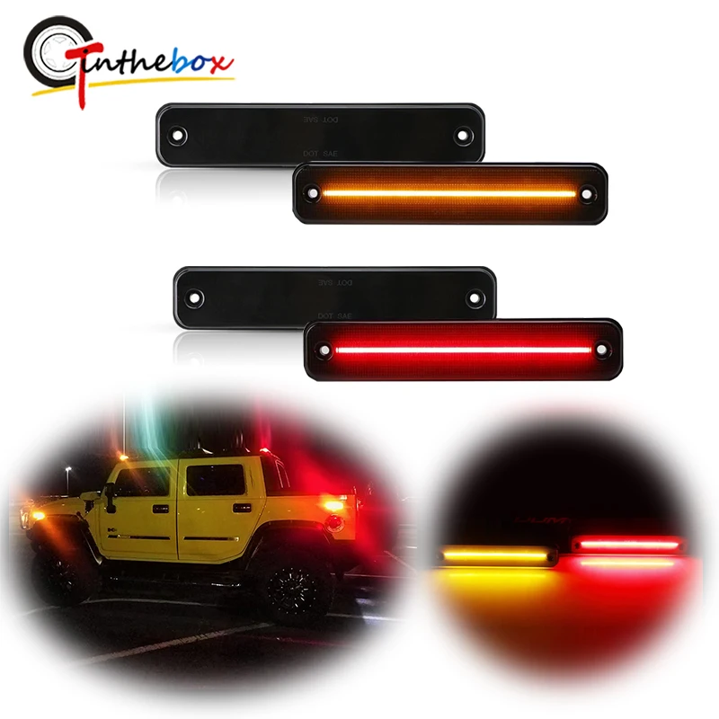 LED Warning Strobe Light For 2004 2005 Hummer H2 2003-2009 Front/Rear LED Amber Side Marker Lights Lamps Car Running Signal Lamp