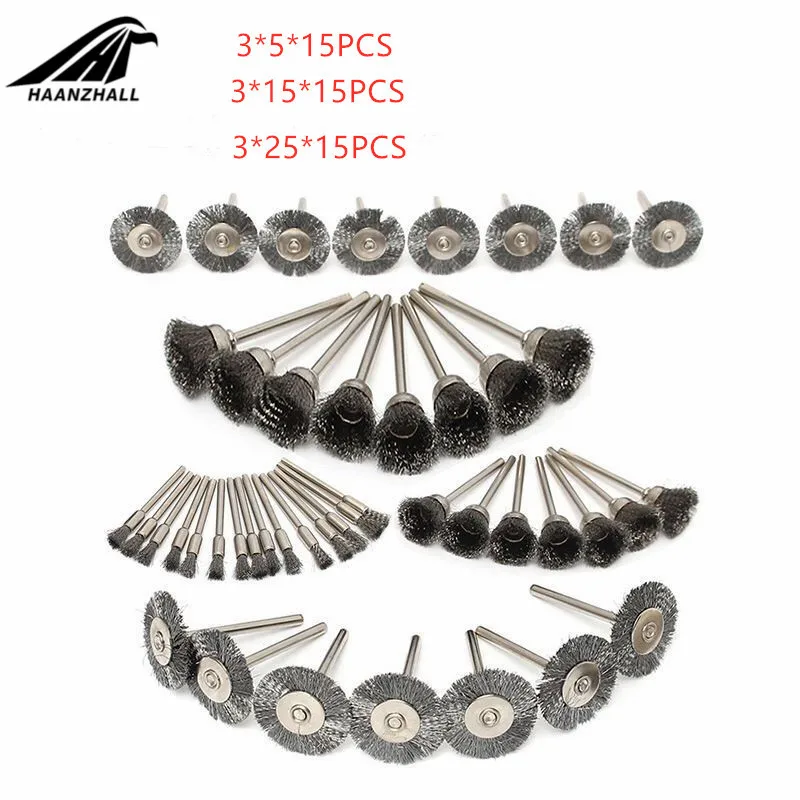 

Mini Rotary Stainless Steel Wire Wheel, Wire Brush Set, Accessories for Dremel Mini Drill, Rotary Tools, 45Pcs