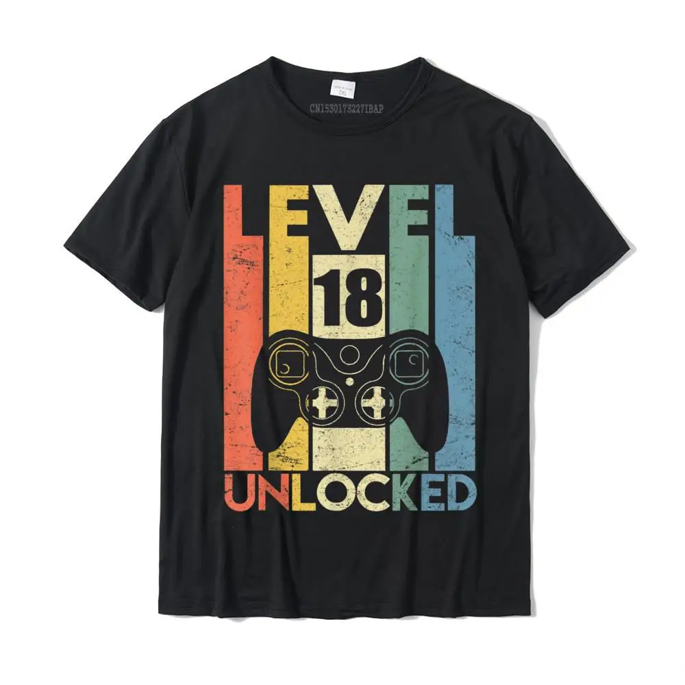 

Level 18 Unlocked Tshirt 18th Video Gamer Birthday Gifts T-Shirt Camisas Cosie T Shirt Wholesale Cotton Men T Shirts