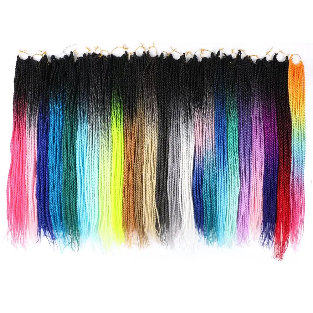 Mtmei Hair Black Grey Blue Purple Pink Senegalese Twist Hair Crochet braids 22inch 20Strands/Pack Ombre Braiding Hair Extensions