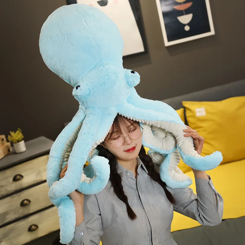 Juguete de pulpo de felpa realista para niños, almohada de pulpo de tamaño grande de 30cm-90cm, muñeco suave de Vida Marina, juguetes para niños