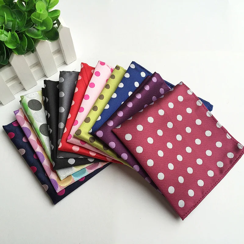 Setelan Bisnis Pria Baru 10*10 Inci Saputangan Persegi Saku untuk Pernikahan Fashion Polka Dots Hankies Handuk Saku Pria