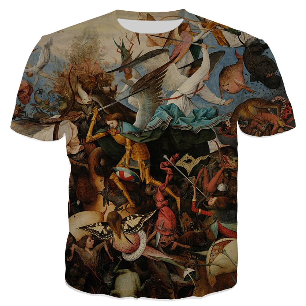 Men T-shirt The Garden of Earthly Delights 3D Printed Women Shirt Fashion Short Sleeve Pullover Couple Streetwear Tops