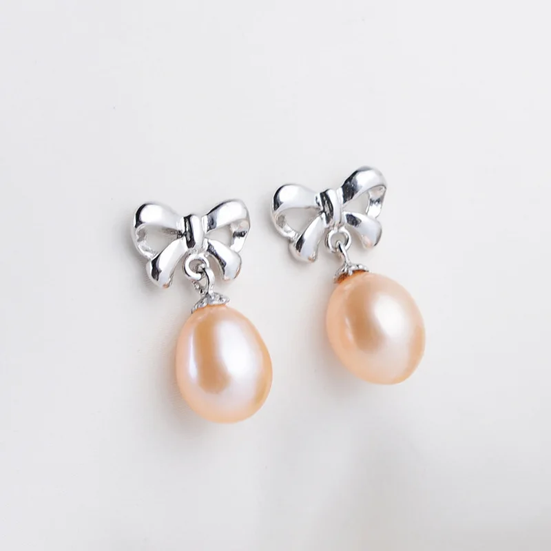 Natural Pearl Earrings Genuine Freshwater Pearl 925 Sterling Silver Drop Earrings For Women Jewelry Fashion Gift