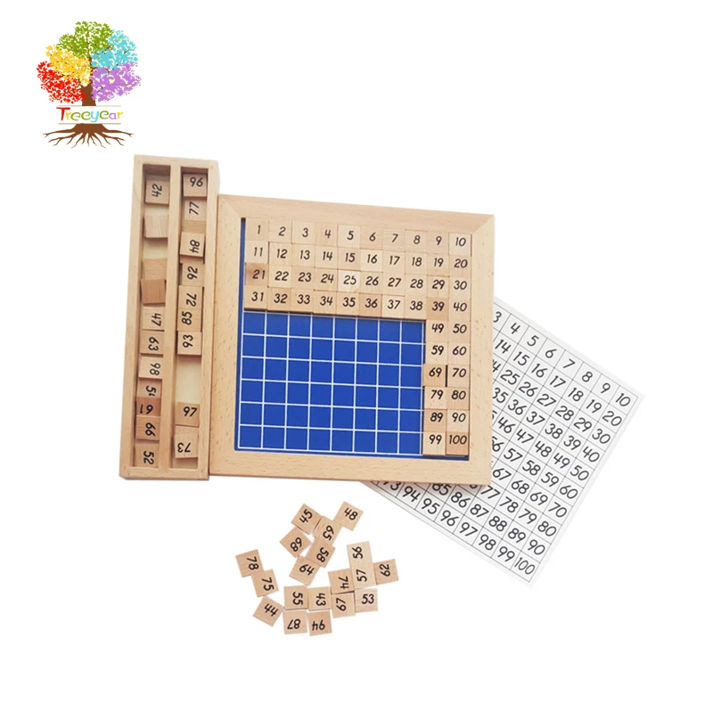 

Treeyear Montessori Wooden Toys Counting Blocks Puzzles Math Hundred Board 1-100 Consecutive Numbers Educational Game for Kids