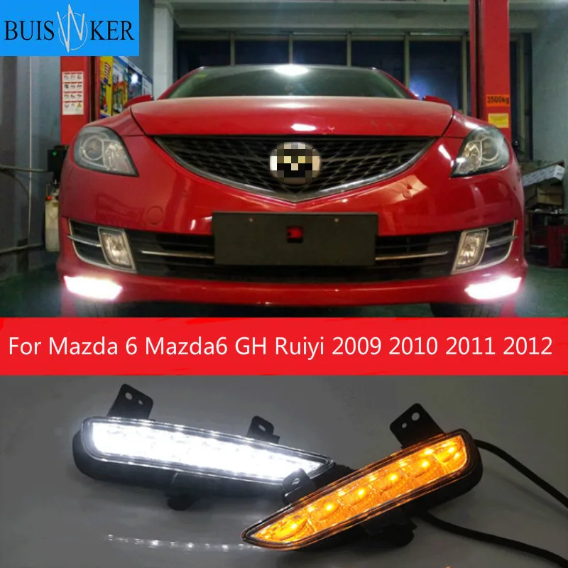 

2pcs For Mazda 6 Mazda6 GH Ruiyi 2009 2010 2011 2012 Front bumper LED Fog Light Daytime Running Light DRL Lamp