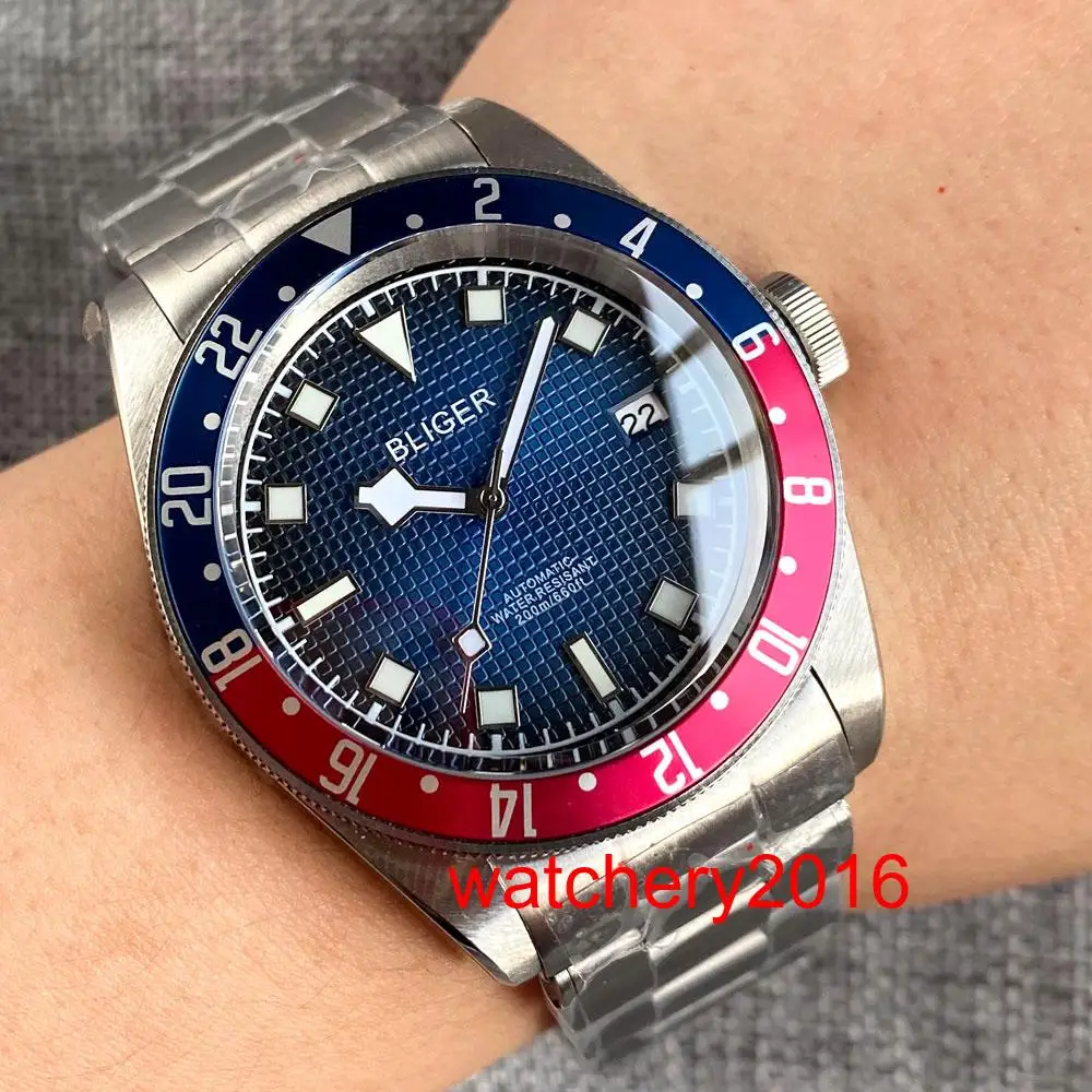 

New Bliger 41mm NH35 Movement Sapphire Glass Luminous Snow Hands Stainless steel Automatic Mens Watch Folding Buckle