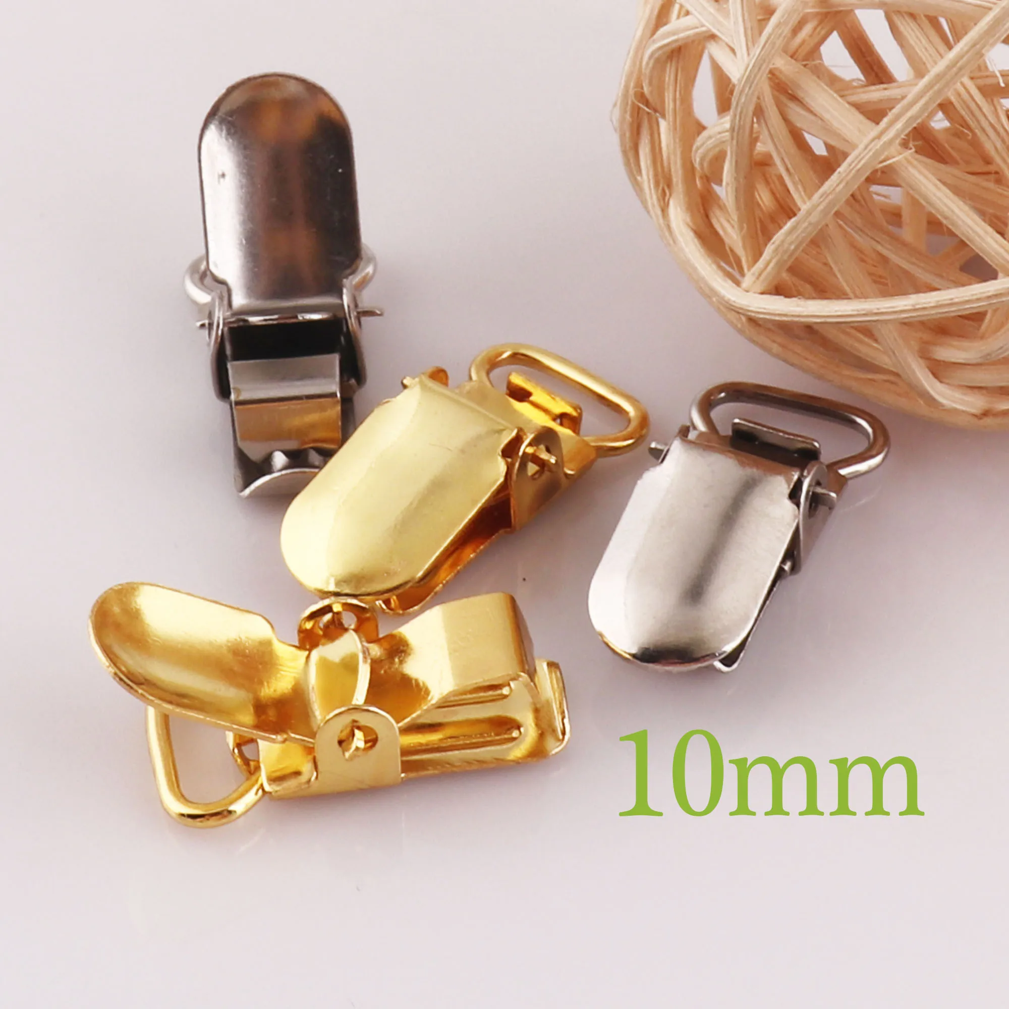 10 Pcs MINI Gold/Silver Suspender Clips Metal Pacifier Holders Pacifier Clips buckle suspender clips Bib Holder