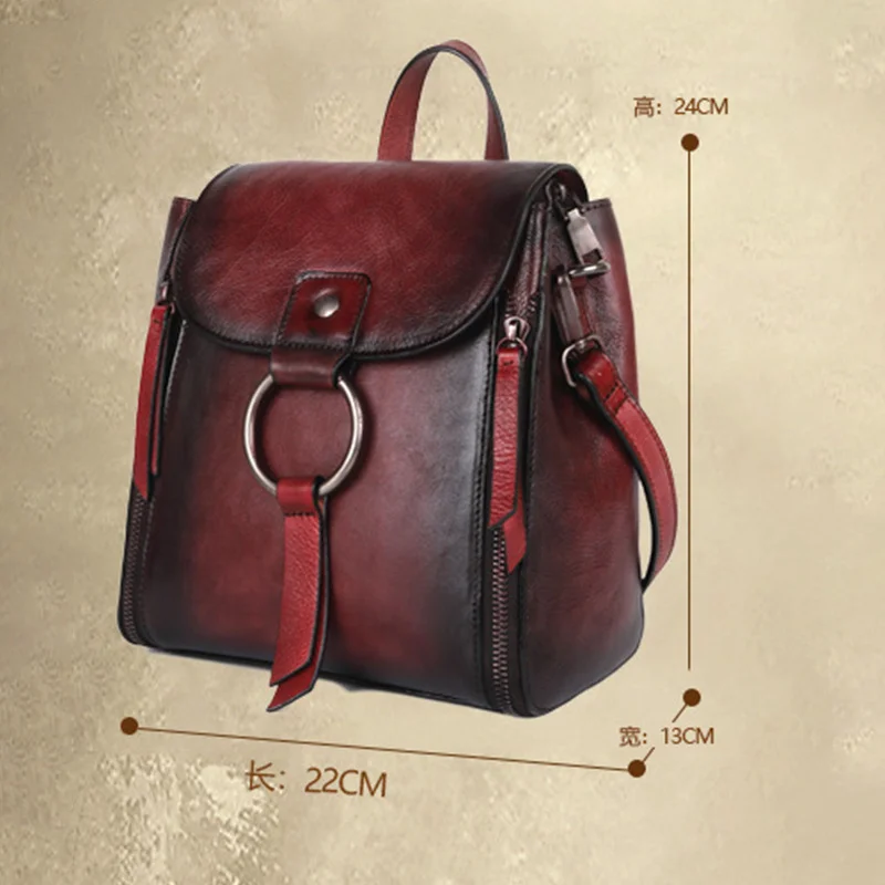 GAGACIA Female Genuine Leather Backpack Ladies Fashion Classic Style Cowhide Bag Large Capacity Travel Shoulder Bag Vintage Bags