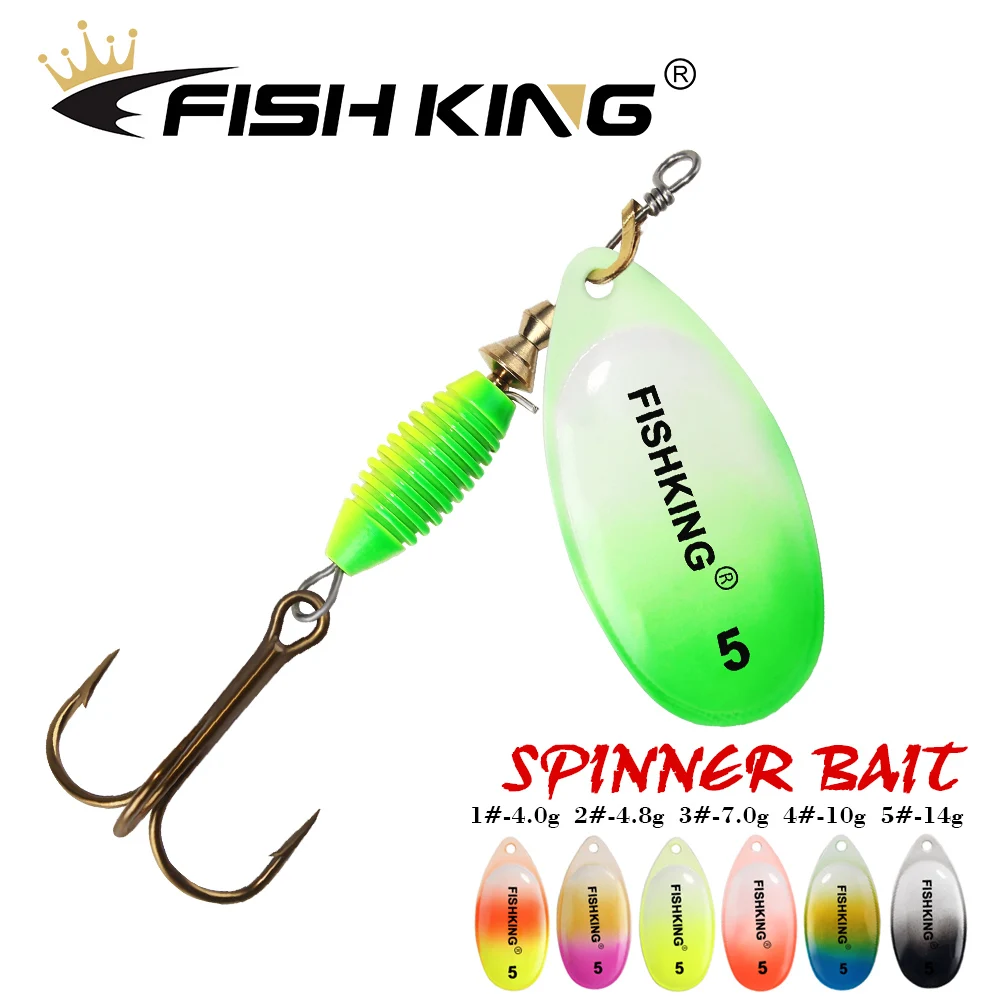 FISH KING nowy Metal Fishing Lure 4g 4.8g 7g 10g 14g Spinner Bait akcesoria wędkarskie przynęty przynęty spinningowe łódka zanętowa wedkarstwo wysokiej jakości twarde przynęty zestaw haczyków wędkarskiego dla szczupaka