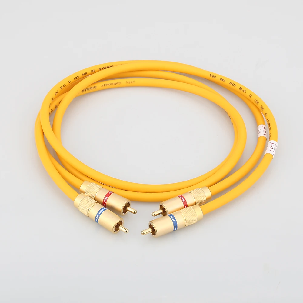 Cabo de Áudio HiFi com Banhado a Ouro Jack RCA, RCA para RCA, Cabo de Extensão VDH, Par Van Den Hul MC D-102 MK III Híbrido, halogênio F
