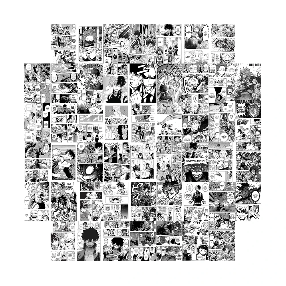 50Pcs Manga Japanese Anime Jump Comics My Hero Academia Wall Collage Kit for Wall Art Anime Postcard Prop Background Home Decor