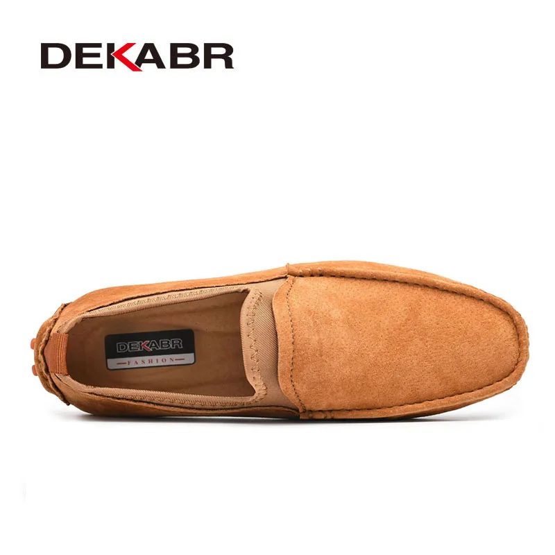 DEKABR Summer Men Loafers Genuine Leather Casual Shoes Fashion Slip On Driving Shoes Breathable Moccasins Plus Size 38~49