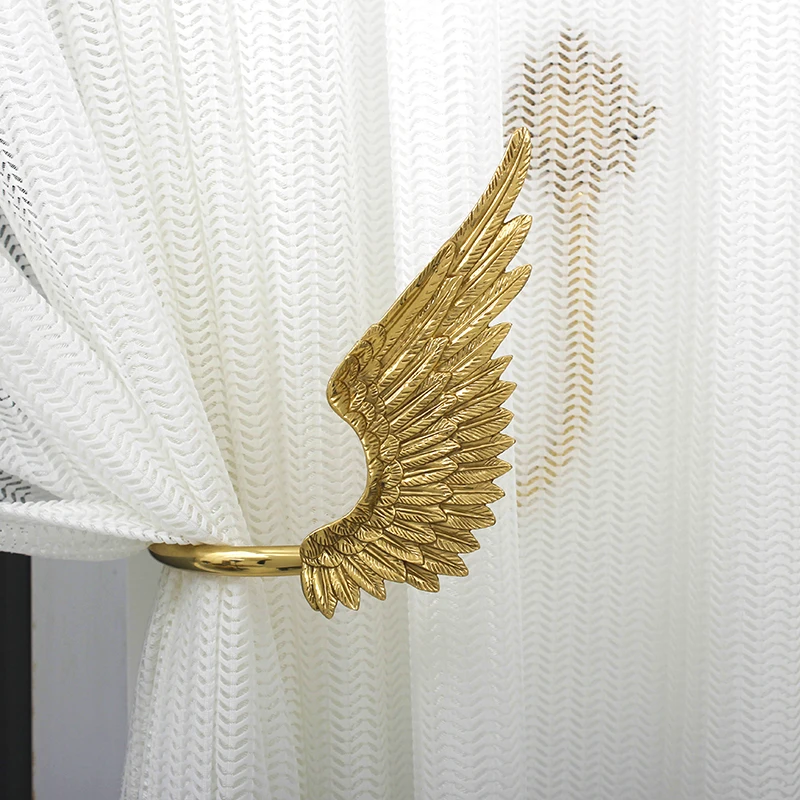 Bedroom Brass Curtain Hook Golden Angel Wings Curtain Hook Living Room Wall Hanging Curtain Holder Tiebacks Home Decoration