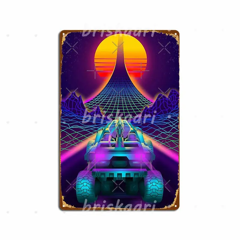 Outrun Retrowave Warthog Halo Ring Metal Signs Club Home Wall Designing Painting Décor Metal Posters