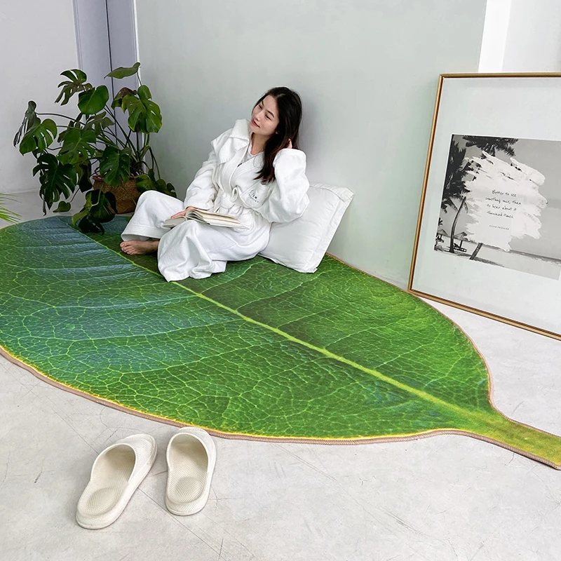 Creative Area Rug Door Mat Non-slip Leaf Shape Bedroom Sofa Living Room Decoration Fashion Style Entrance Geometric Carpet