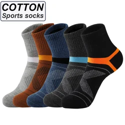 Calcetines de algodón de alta calidad para hombre, medias deportivas negras de 5 par/lote, informales, transpirables, talla grande, Otoño e Invierno