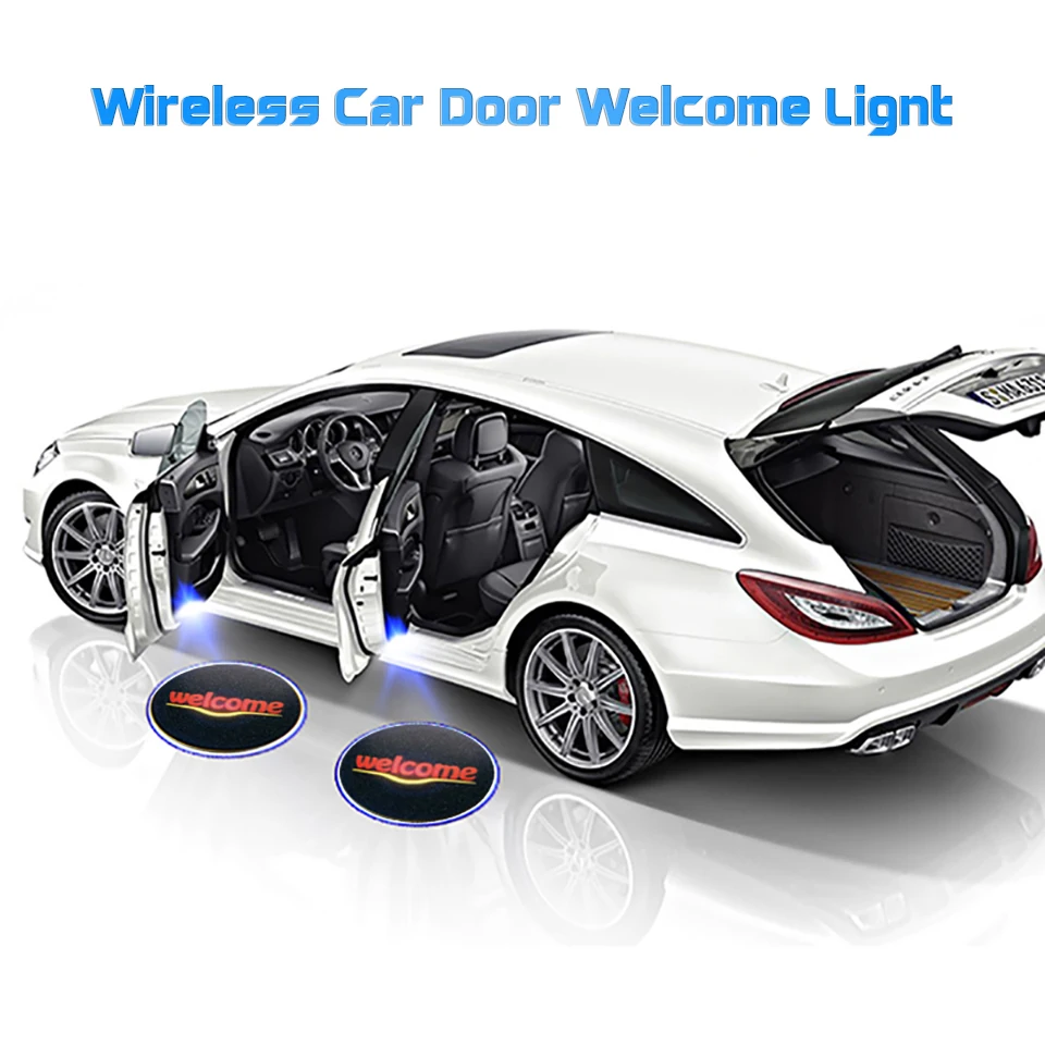 2PC Universal Wireless Door Welcome Light Logo No Drill LED Laser Phantom Projector Light for Ford Chevrolet Honda Toyota Kia