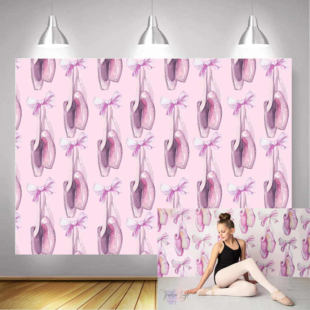 Sweet Girl Ballet Photography Backdrop Pink Ballet Shoes Dancer Birthday Portrait Art Background Photo Studio Repeat Pattern