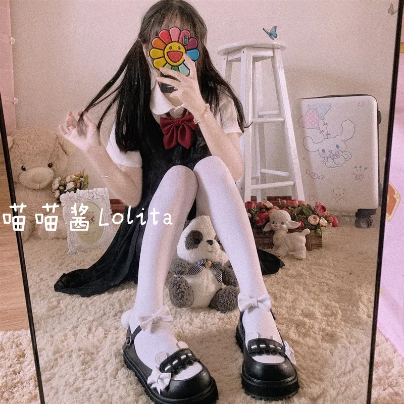 

Kawaii girl sweet lolita shoes lace bowknot princess kawaii shoes round head thick heel women cute shoes loli cosplay cos