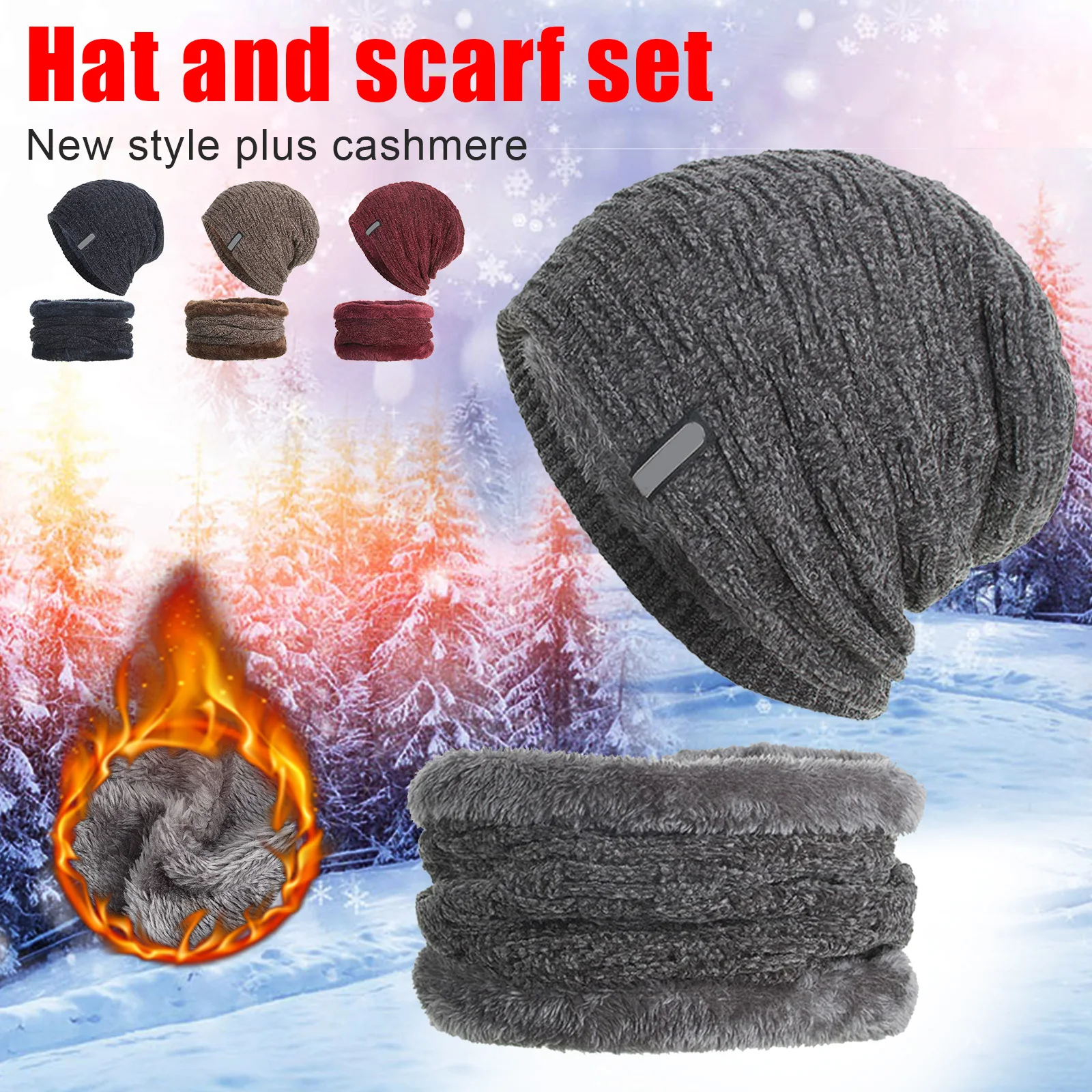 

2-in-1 Neck Scarf Knitted Cap Warm Comfortable To Wear Beanie Hat Multifunction Comfortable Unisex Caps Suitable For Outdoor Hat