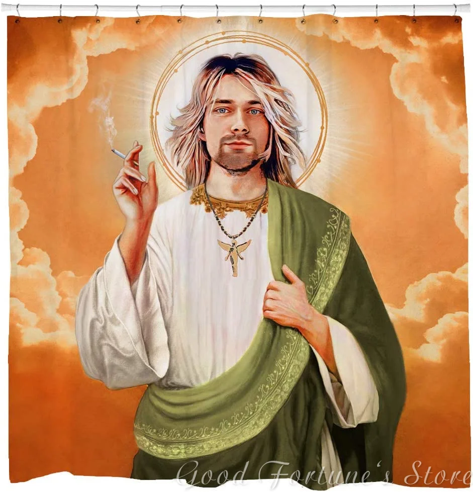 Funny Christ Cosplay Fabric Shower Curtain Bathroom Decor Hooks Included