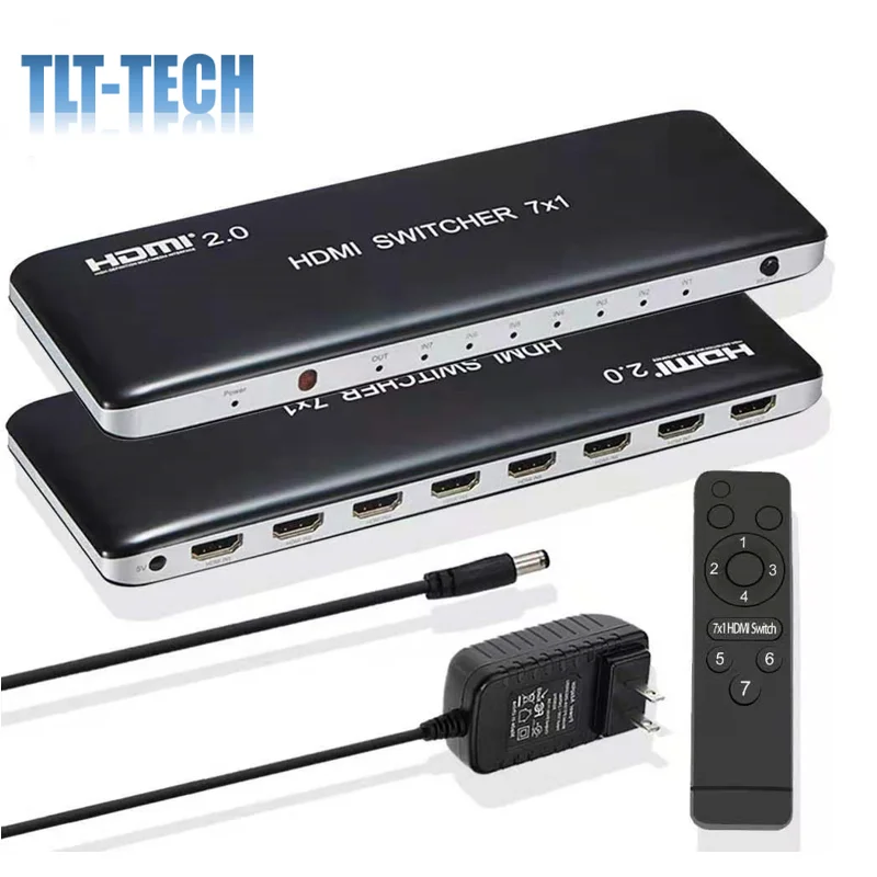 4K 60Hz HDMI 2.0 Switch 7x1 Switcher Audio Video Converter 7 in 1 out 3D for PS3 PS4 Computer PC DVD HD Players TV STB TO HDTV