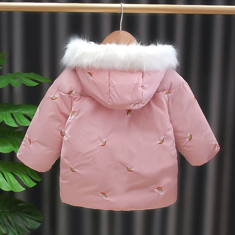 2-7Y Girls Winter Coat Jackets 2021 New Fashion Coat Children's Clothes Down Coat Girl Embroidered Rainbow Baby Coat Jacket