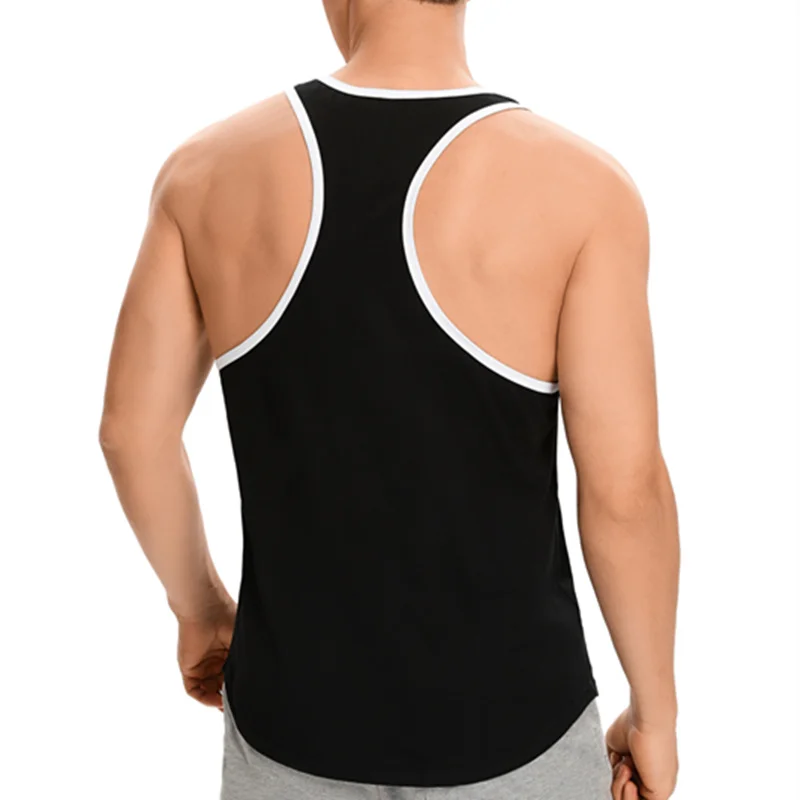 Men Tank Shirt Athletic Sleeveless Y-Shirt Circular Cut Cotton Undershirt for Workout Training Basketball Tank Top Tee