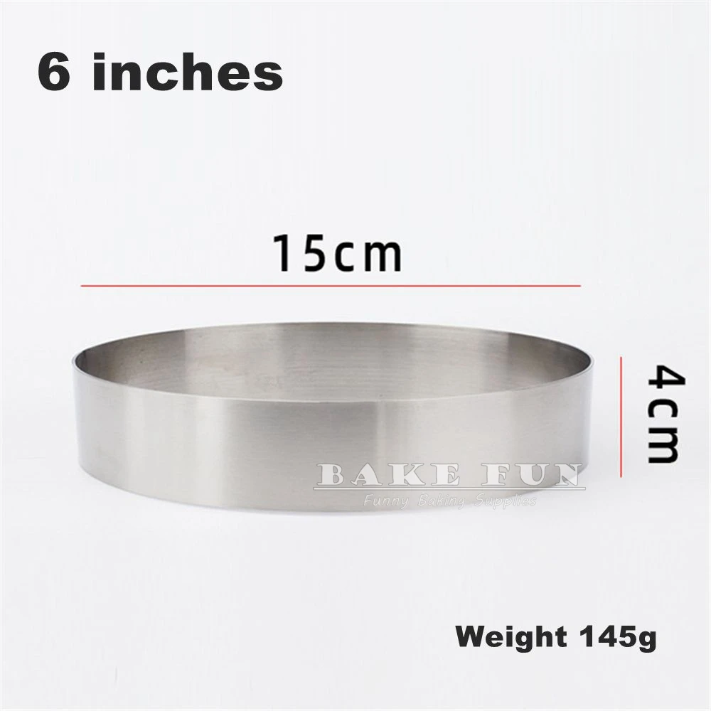 4 6 8 inches Height 4cm 304 Stainless Steel Round Mousse Ring Cake Rings Tiramisu Pie Mould Biscuit Mold DIY Baking Accessories