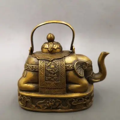 

copper Brass elephant kettle Antique bronze ware Good luck and good fortune Kettle teapot Ornaments