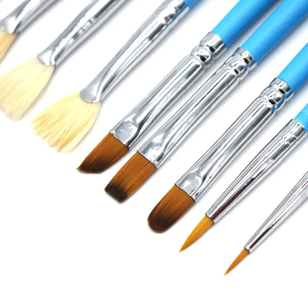 12pcs Set Professional Brushes for Acrylic Oil Watercolor Gouache Paint Nylon Bristle Brush With Carrying Bag Velvet Bag Artist