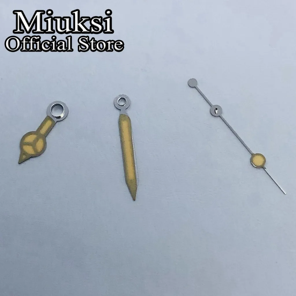 Miuksi silver yellow watch hands green luminous fit NH35 NH36 ETA2824 2836 Miyota8215 8205 Mingzhu DG2813 3804 PT5000 movement