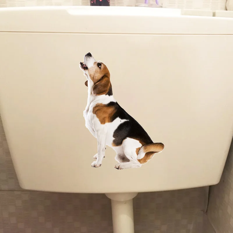 YOJA 17.6×23.9CM Real Shot Cute Beagle Home Living Room Wall Decor Funny Animal Toilet Stickers T1-3099