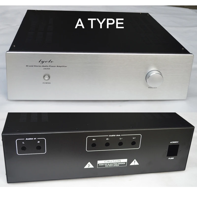 Chasis de amplificador de potencia de hierro-aluminio 4312 DIY, carcasa de fuente de alimentación de Audio de caja pura postetapa combinada con RCA 430*120*328/388MM