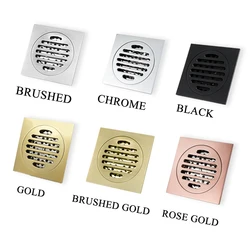 Bathroom Water Floor Drain Brass Matt Brushed Black Gold Rose Gold with Filter 100x100 for Shower Room Kitchen