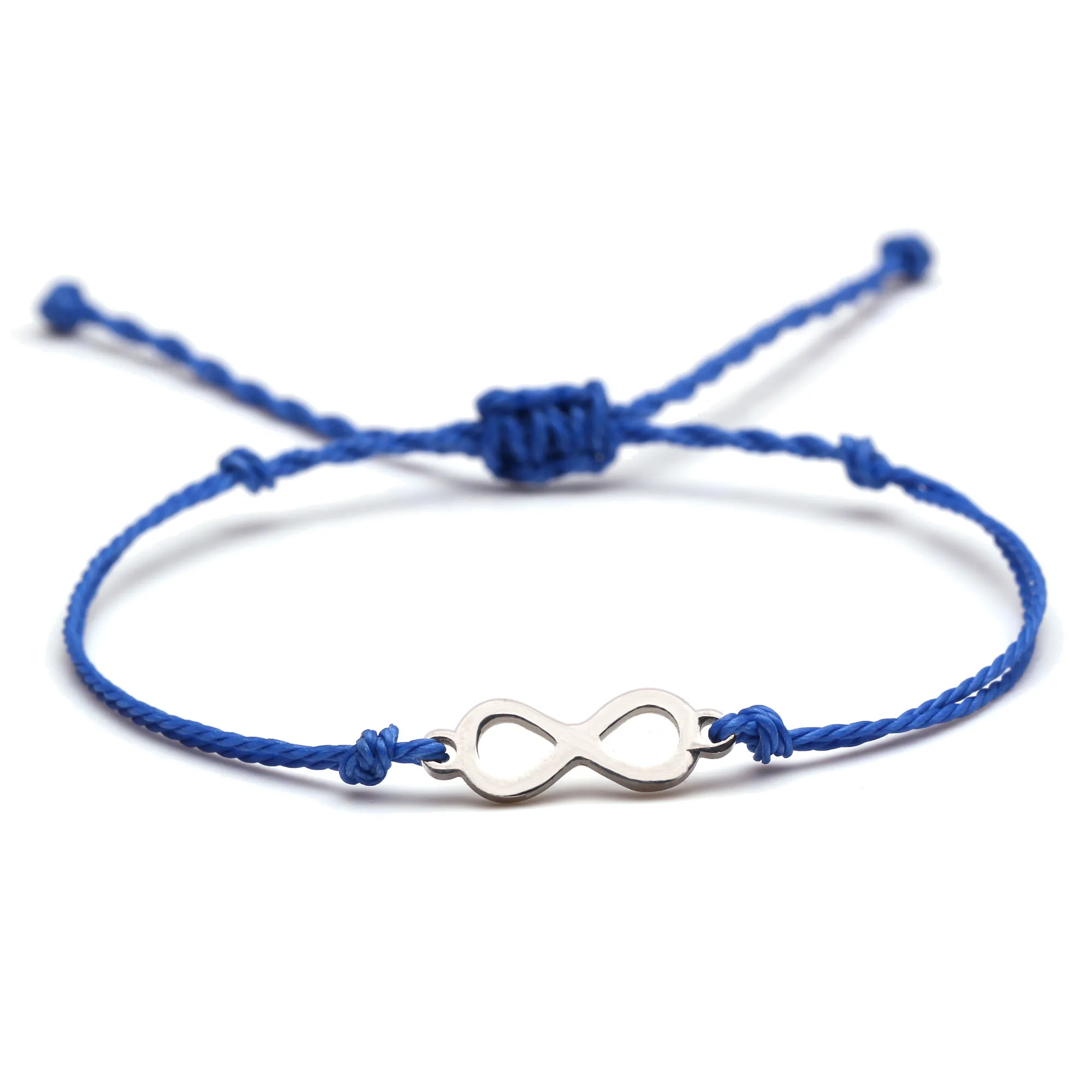 Stainless Steel Infinity Love Charm Handmade Bracelet Women Girl Red Blue Black Orange Waxed String Simple Beach Surf Jewelry