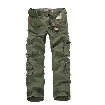Mode katoenen cargobroek heren losse casual broek jogging cargobroek heren effen multi-zakken ademende broek plus maat