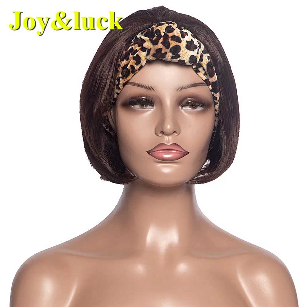 

Joy&luck Synthetic Short Bob Wig Wrap Wig Headband Wigs Straight Wrap and Wig Linked Turban Hair Wig