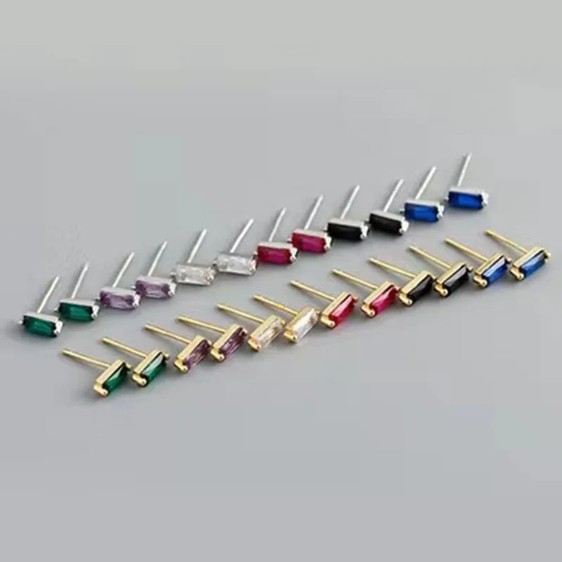 FOXANRY Prevent Allergy Silver Color Stud Earrings for Women Trendy Elegant Charm Sparkling Colorful Zircon Party Jewelry