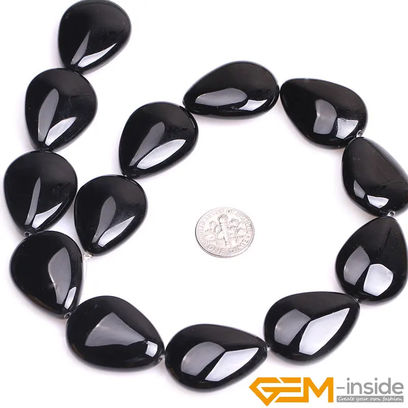 Natural Stone Black Agates Drip Tear Beads For Jewelry Making Strand 15 Inch DIY Jewelry Design Bead For Bracelet Earring