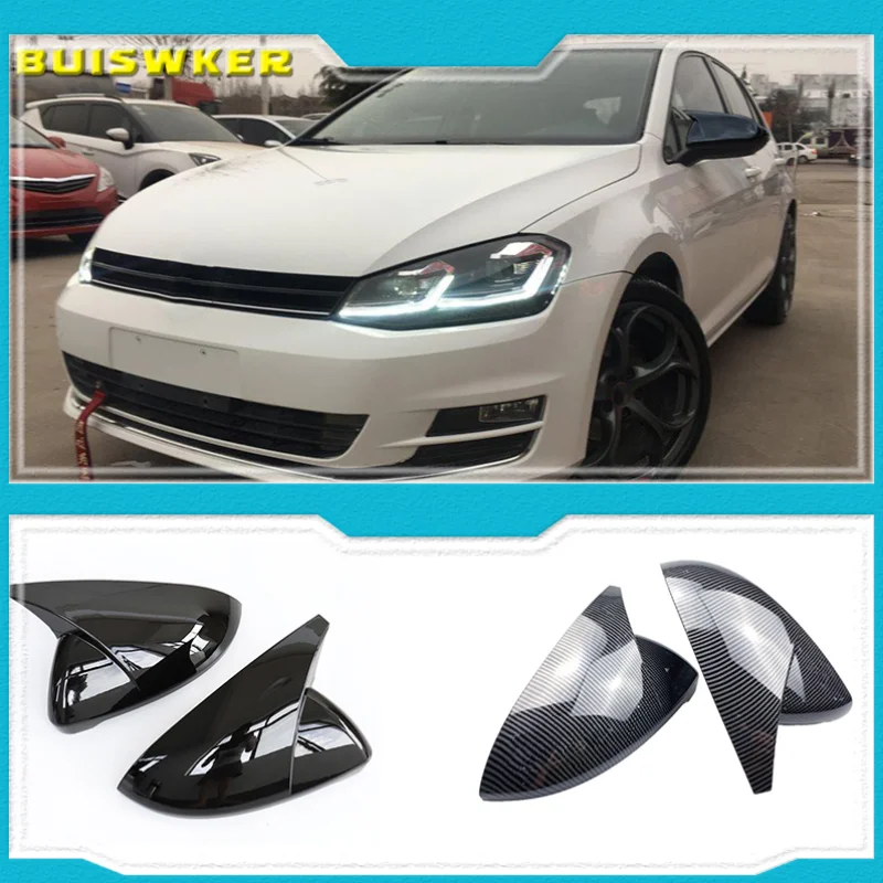 

Black Horn Shape Side Wing Mirror Cover for VW Golf 7 MK7 7.5 GTD R GTI GTE VII Cap E-golf Sportsvan 2013 2018 2019 2020 replace