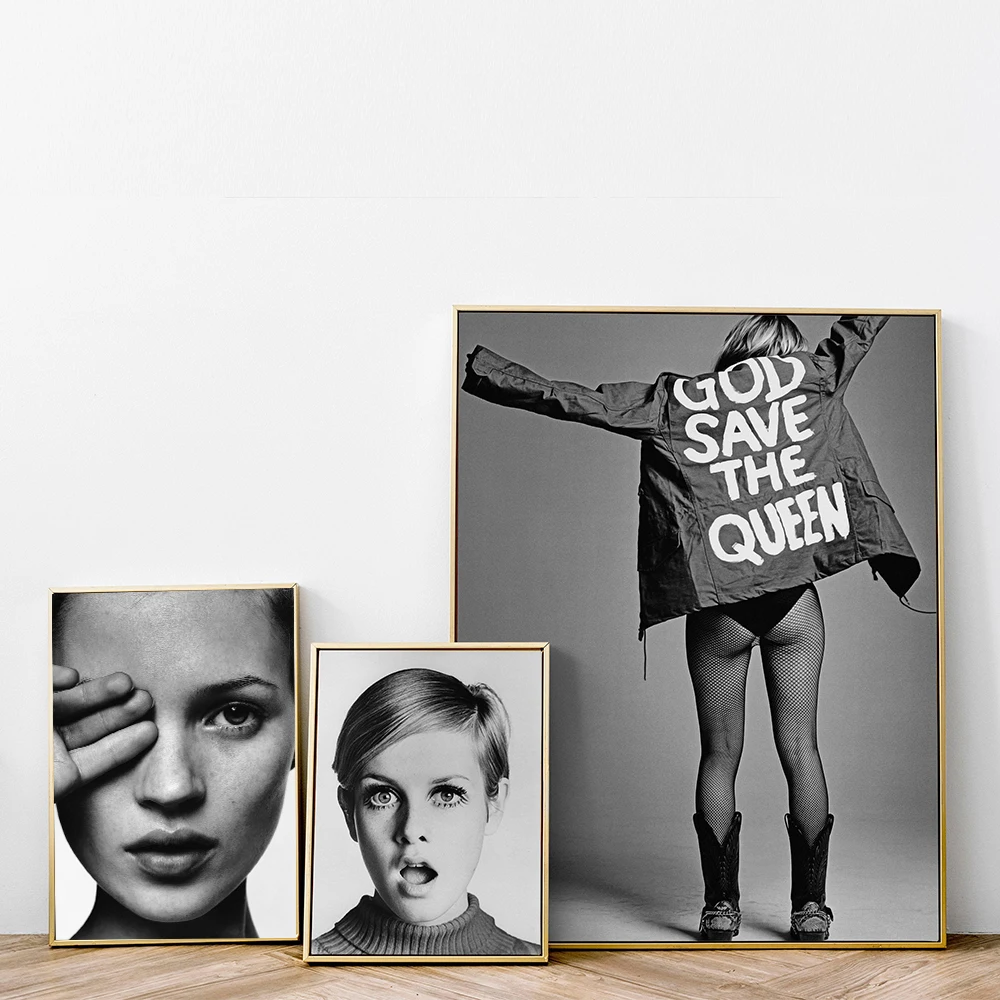 Supermodel Kate Moss Nordic Retro Poster Canvas Print Wall Art Gifts For Feminist Painting Fashion Wall Art Pictures Living Room