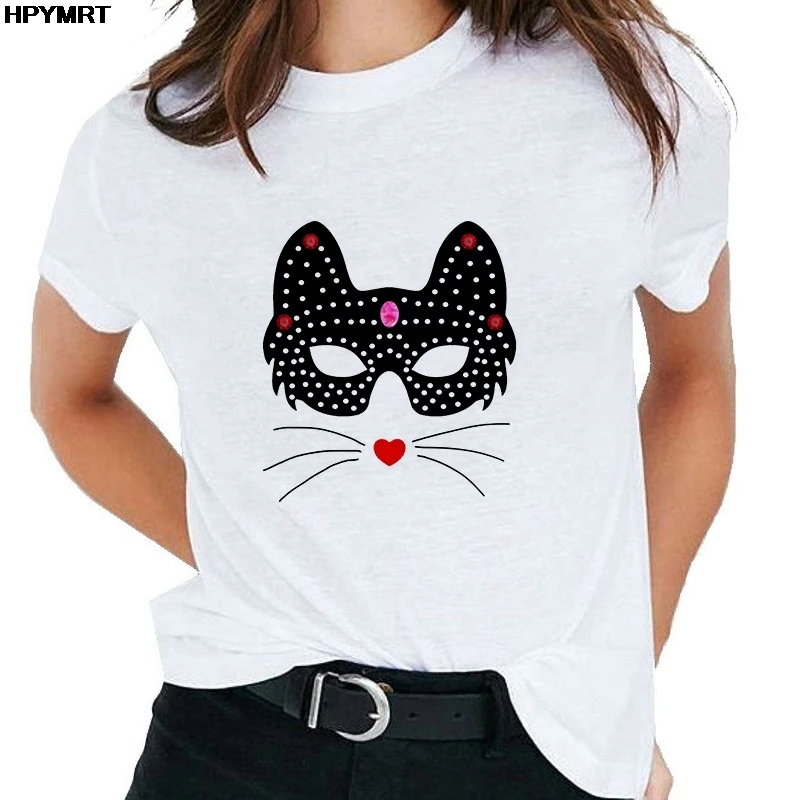 

Fun Mask Printed T Shirt Women Harajuku Vogue Tshirt Short Sleeve Streetwear Ladies Graphic Summer Fashion Casual Female T-shirt