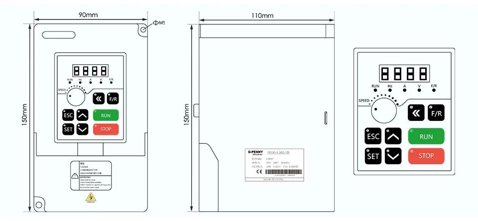 G-Penny 220V 1,5kW ER11 65mm luftgekühlte Spindel-Kits und H100 Inverter und 65m Halterung für CNC-Fräsmaschine – Detail 5