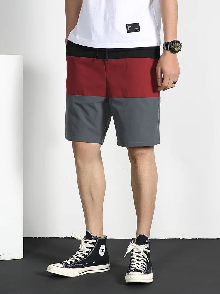 Hot-selling Men's Spring and Summer New Three-color Stitching Casual Shorts Loose Fashion Trend Five-point Pants Fabric Breathab