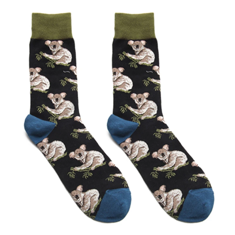 

Adult Size Mid Calf Crew Socks Koala Bears eat Eucalyptus Leaves Colo Colah Koolah Kaola Karbor Boorabee Australia Sleepy Animal