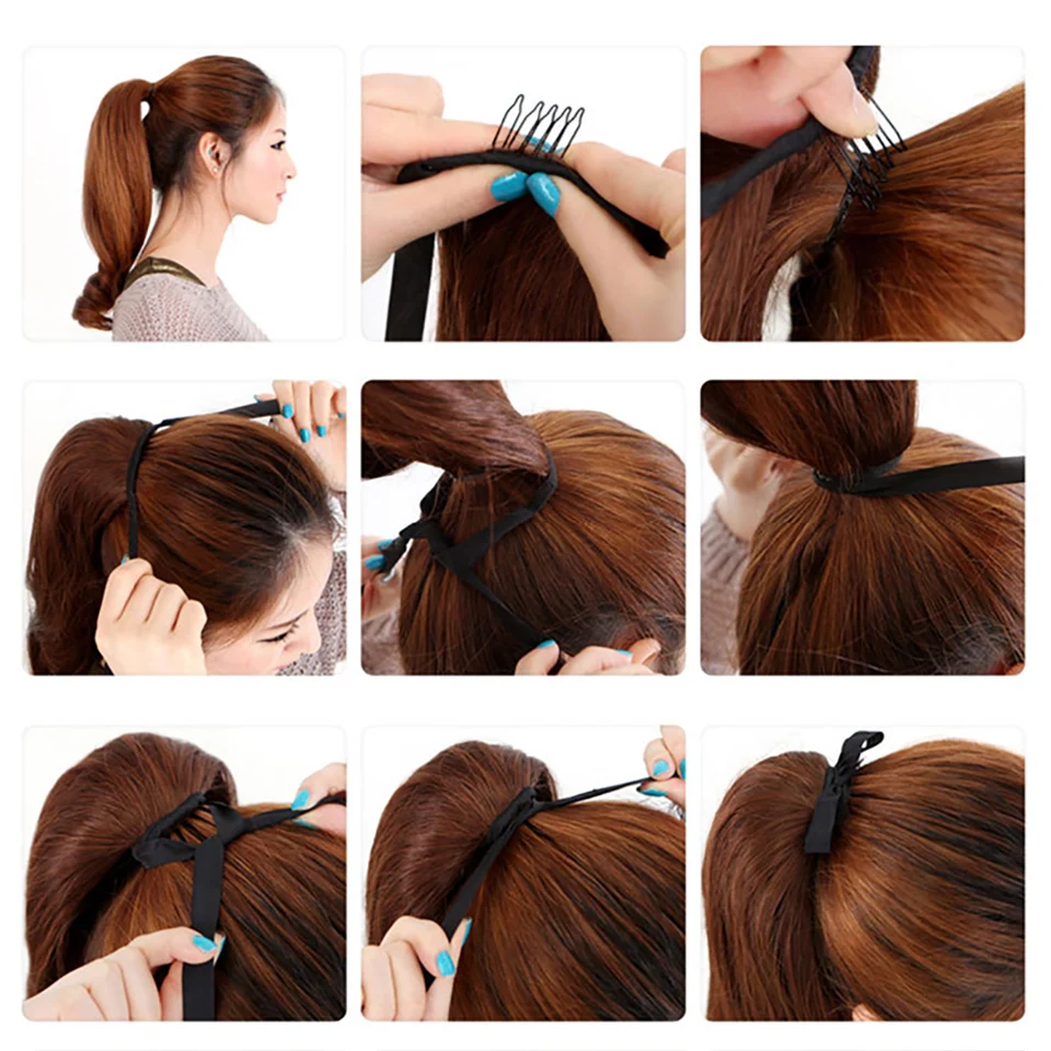 MANWEI 12inches Short Wavy Ponytail  in Hairpiece Synthetic Clip in Hair tail for women Black Brown Pony Tail