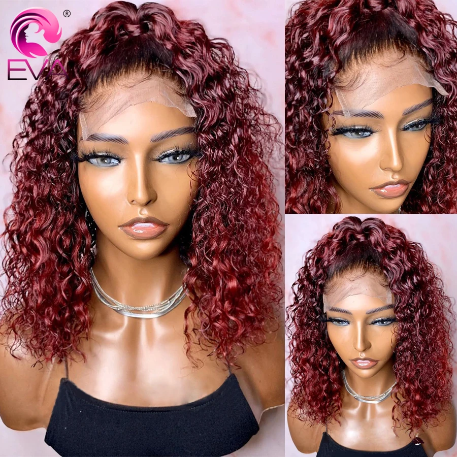 

EvaHair 99J Burgundy Lace Front Wig Human Hair Lace Frontal Wigs For Black Women 13x6 Brazilian Water Wave Lace Wigs Pre Plucked